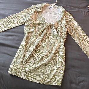 Princess Polly Green and White Swirl Mini Dress